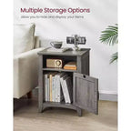 VASAGLE Table de chevet de style ferme avec porte coulissante, Table de chevet avec rangement, Table d'appoint, Table de nuit avec compartiment ouvert