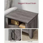 VASAGLE Table de chevet de style ferme avec porte coulissante, Table de chevet avec rangement, Table d'appoint, Table de nuit avec compartiment ouvert