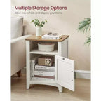 VASAGLE Table de chevet de style ferme avec porte coulissante, Table de chevet avec rangement, Table d'appoint, Table de nuit avec compartiment ouvert