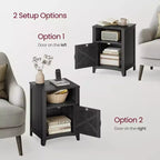 VASAGLE Table de chevet de style ferme avec porte coulissante, Table de chevet avec rangement, Table d'appoint, Table de nuit avec compartiment ouvert