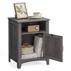 VASAGLE Table de chevet de style ferme avec porte coulissante, Table de chevet avec rangement, Table d'appoint, Table de nuit avec compartiment ouvert