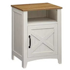 VASAGLE Table de chevet de style ferme avec porte coulissante, Table de chevet avec rangement, Table d'appoint, Table de nuit avec compartiment ouvert