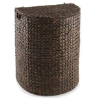 Panier à linge demi-lune Casafield avec couvercle et sac de doublure amovible, panier à linge tressé en jacinthe d'eau pour vêtements, serviettes