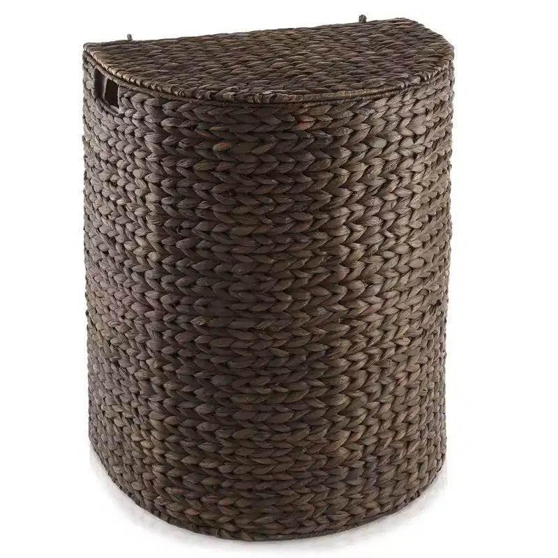 Panier à linge demi-lune Casafield avec couvercle et sac de doublure amovible, panier à linge tressé en jacinthe d'eau pour vêtements, serviettes