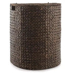 Panier à linge demi-lune Casafield avec couvercle et sac de doublure amovible, panier à linge tressé en jacinthe d'eau pour vêtements, serviettes