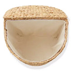 Panier à linge demi-lune Casafield avec couvercle et sac de doublure amovible, panier à linge tressé en jacinthe d'eau pour vêtements, serviettes