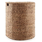 Panier à linge demi-lune Casafield avec couvercle et sac de doublure amovible, panier à linge tressé en jacinthe d'eau pour vêtements, serviettes