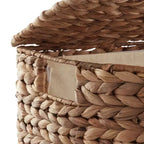 Panier à linge demi-lune Casafield avec couvercle et sac de doublure amovible, panier à linge tressé en jacinthe d'eau pour vêtements, serviettes