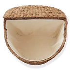 Panier à linge demi-lune Casafield avec couvercle et sac de doublure amovible, panier à linge tressé en jacinthe d'eau pour vêtements, serviettes