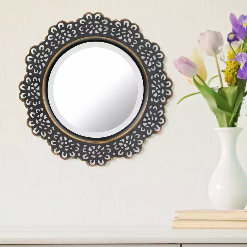 12.5 Miroir mural décoratif en dentelle métallique florale - Collection Stonebriar