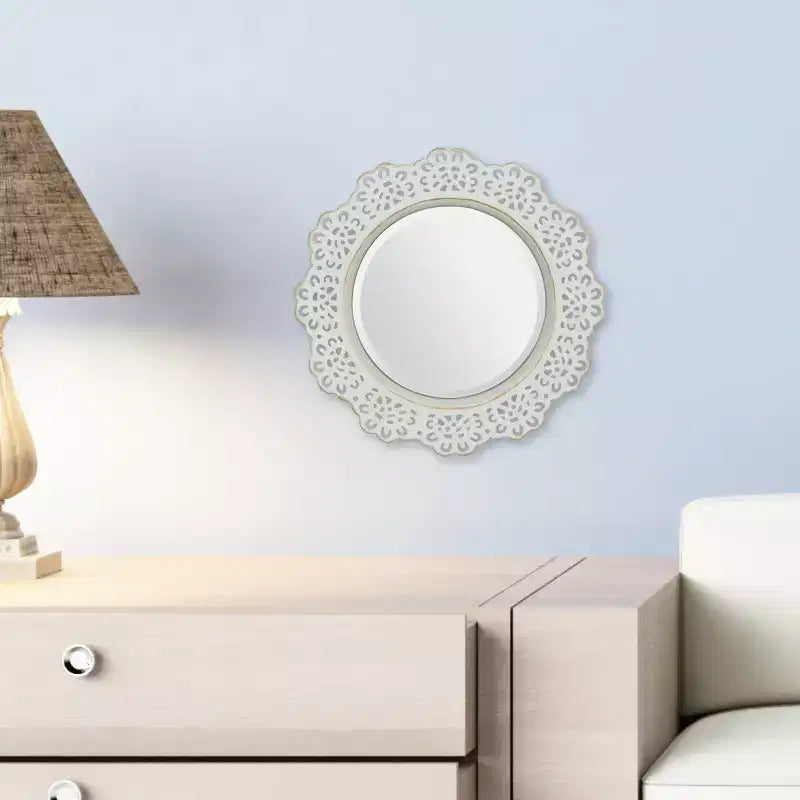 12.5 Miroir mural décoratif en dentelle métallique florale - Collection Stonebriar
