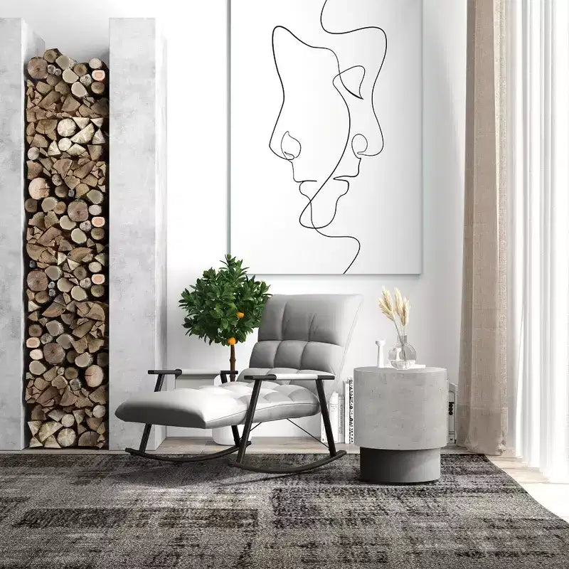 HOMCOM Table d'appoint ronde en béton avec finition grain de bois, utilisation intérieure et extérieure, gris