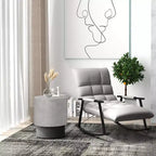 HOMCOM Table d'appoint ronde en béton avec finition grain de bois, utilisation intérieure et extérieure, gris
