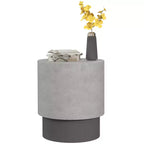 HOMCOM Table d'appoint ronde en béton avec finition grain de bois, utilisation intérieure et extérieure, gris