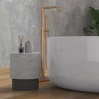 HOMCOM Table d'appoint ronde en béton avec finition grain de bois, utilisation intérieure et extérieure, gris