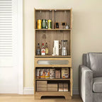 Bahut sur pied 67''/71, Meuble bar, Vaisselier pour cuisine et salle à manger, Naturel 4A - ModernLuxe
