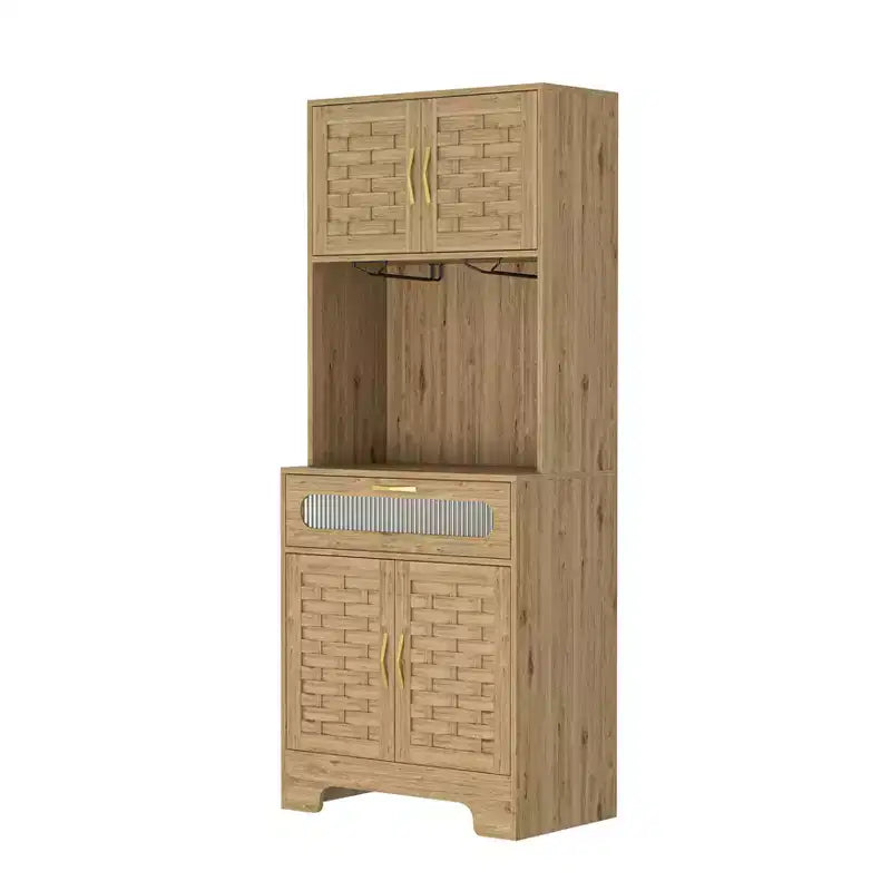 Bahut sur pied 67''/71, Meuble bar, Vaisselier pour cuisine et salle à manger, Naturel 4A - ModernLuxe