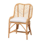 bali & pari Chaise de salle à manger Arween en rotin naturel, style bohème moderne, marron