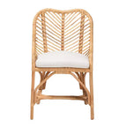 bali & pari Chaise de salle à manger Arween en rotin naturel, style bohème moderne, marron