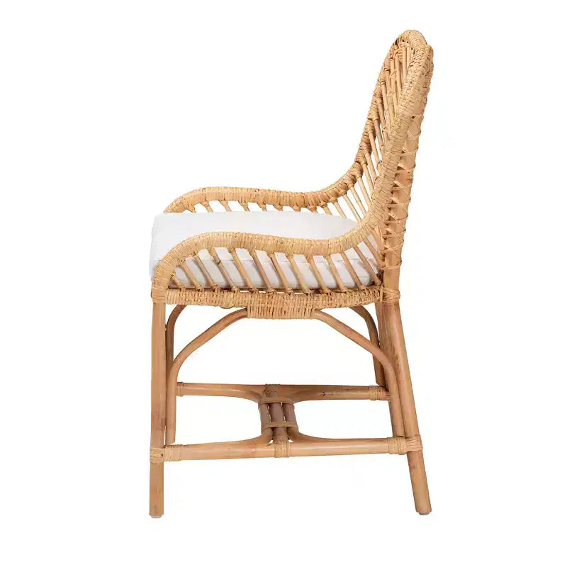 bali & pari Chaise de salle à manger Arween en rotin naturel, style bohème moderne, marron