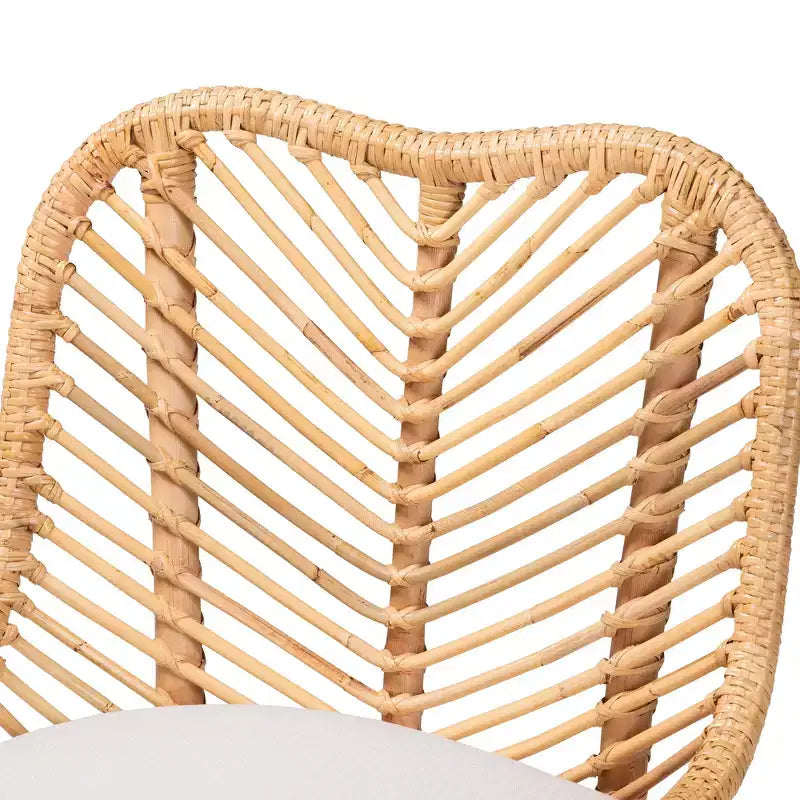 bali & pari Chaise de salle à manger Arween en rotin naturel, style bohème moderne, marron