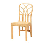 Chaise de salle à manger bali & pari Monaco en bois d'acajou avec finition brun chêne et rotin naturel de style bohème moderne