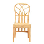 Chaise de salle à manger bali & pari Monaco en bois d'acajou avec finition brun chêne et rotin naturel de style bohème moderne