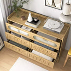 Commode à 4/6 tiroirs, commode moderne en bois avec poignées métalliques, organisateur de rangement Naturel 4A - ModernLuxe
