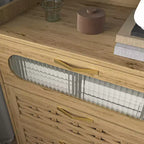 Commode à 4/6 tiroirs, commode moderne en bois avec poignées métalliques, organisateur de rangement Naturel 4A - ModernLuxe