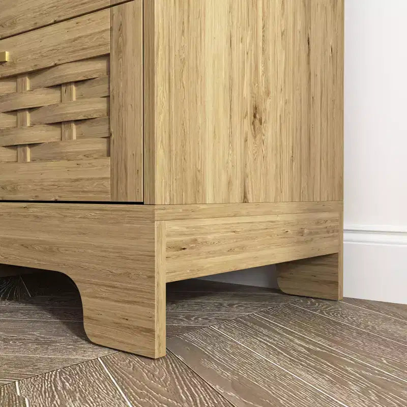 Commode à 4/6 tiroirs, commode moderne en bois avec poignées métalliques, organisateur de rangement Naturel 4A - ModernLuxe