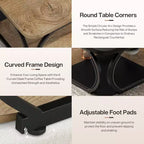 Lantine 40 Table Basse Carrée à 2 Niveaux Style Ferme avec Étagère de Rangement en Bois, Cadre Métallique Courbé Robuste pour Salon