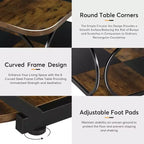 Lantine 40 Table Basse Carrée à 2 Niveaux Style Ferme avec Étagère de Rangement en Bois, Cadre Métallique Courbé Robuste pour Salon