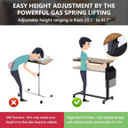 Bureau portable en C Tribesigns, bureau pour ordinateur portable mobile réglable en hauteur avec roulettes