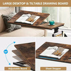 Bureau portable en C Tribesigns, bureau pour ordinateur portable mobile réglable en hauteur avec roulettes