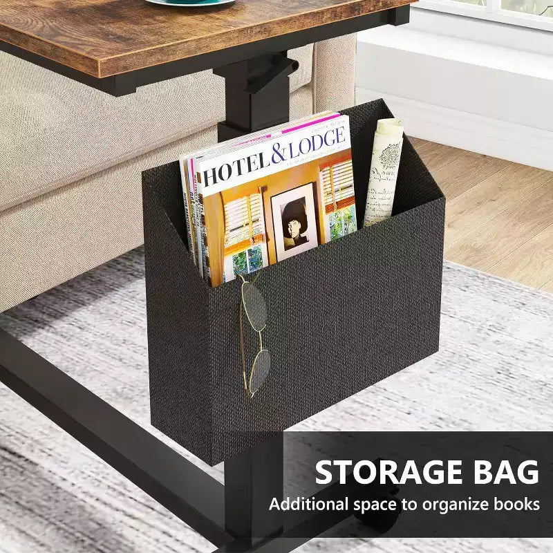 Bureau portable en C Tribesigns, bureau pour ordinateur portable mobile réglable en hauteur avec roulettes