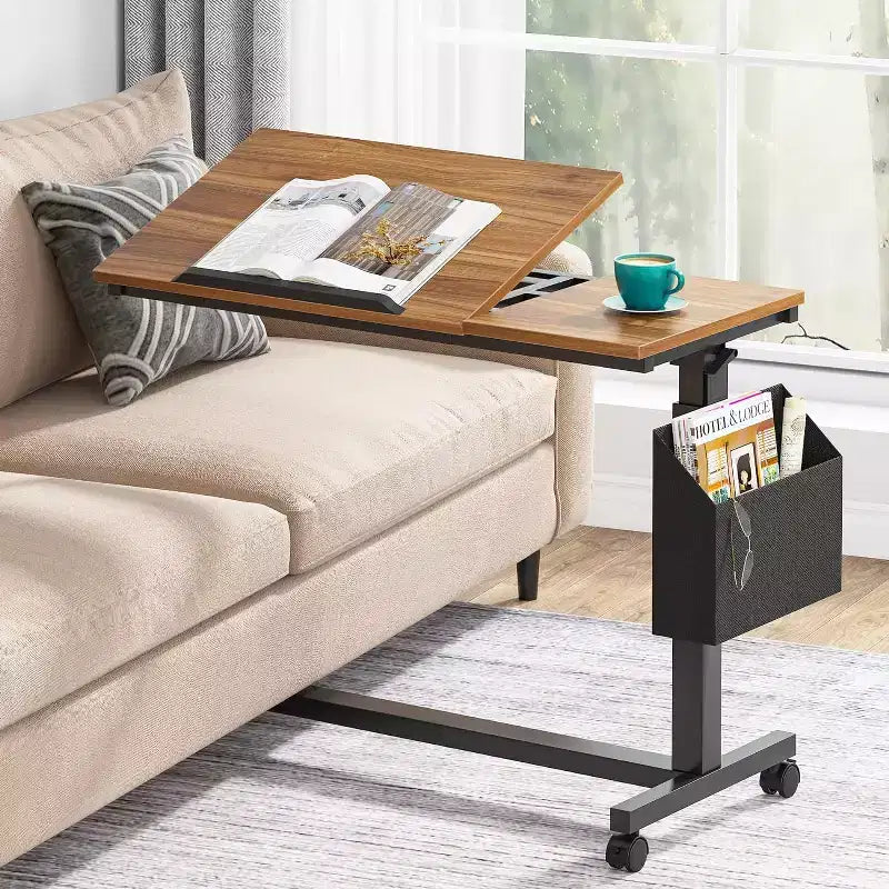 Bureau portable en C Tribesigns, bureau pour ordinateur portable mobile réglable en hauteur avec roulettes