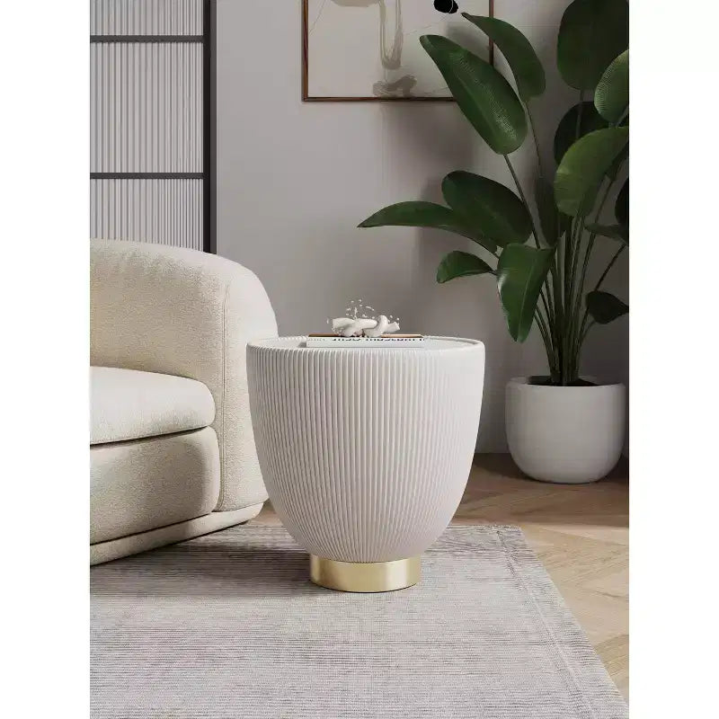 Table d'appoint moderne Anderson en similicuir Manhattan Comfort avec plateau en céramique imitation marbre