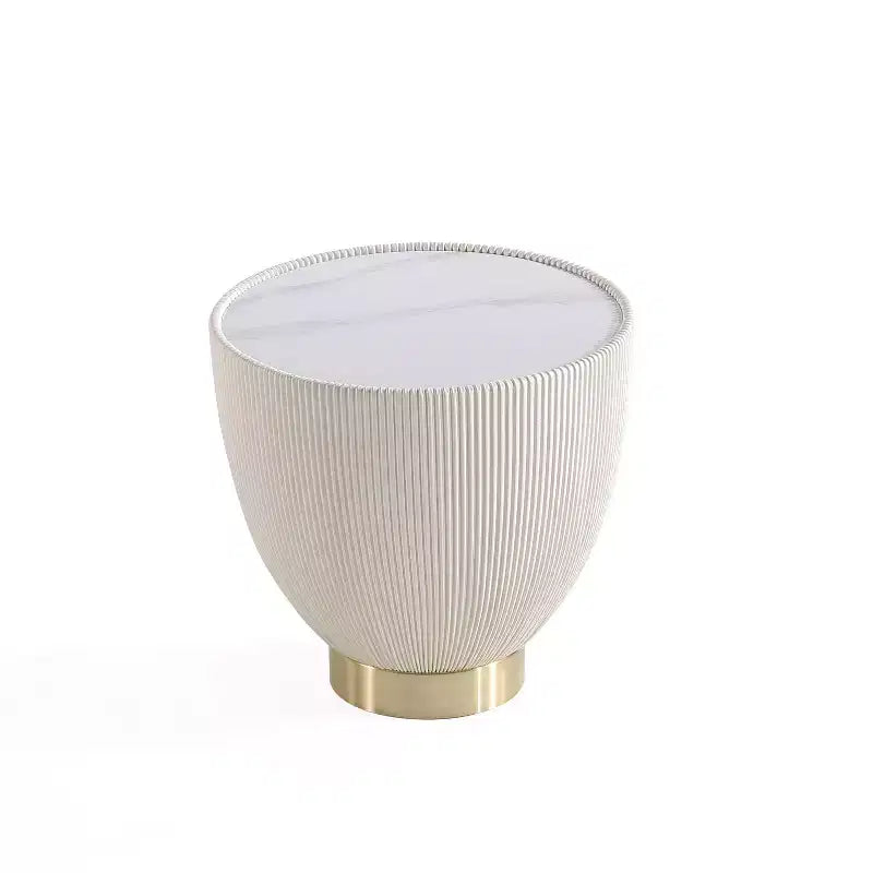 Table d'appoint moderne Anderson en similicuir Manhattan Comfort avec plateau en céramique imitation marbre