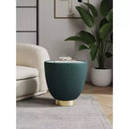 Table d'appoint moderne Anderson en similicuir Manhattan Comfort avec plateau en céramique imitation marbre