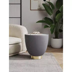 Table d'appoint moderne Anderson en similicuir Manhattan Comfort avec plateau en céramique imitation marbre