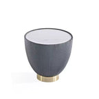 Table d'appoint moderne Anderson en similicuir Manhattan Comfort avec plateau en céramique imitation marbre