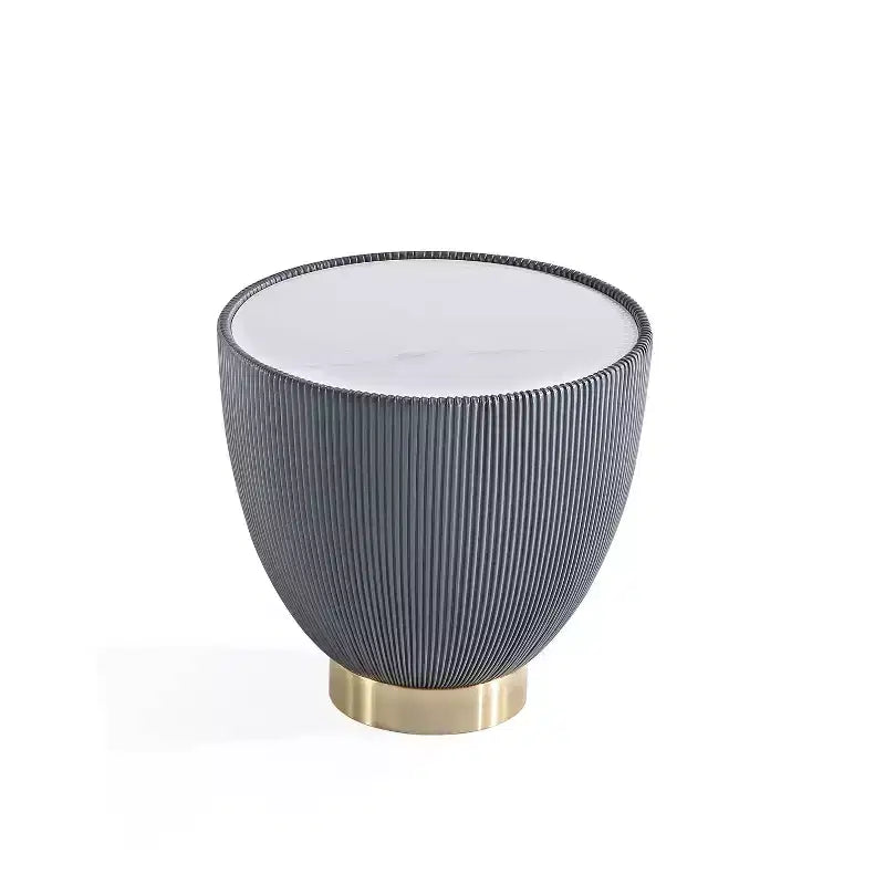 Table d'appoint moderne Anderson en similicuir Manhattan Comfort avec plateau en céramique imitation marbre