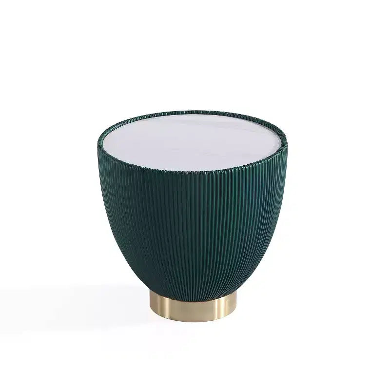 Table d'appoint moderne Anderson en similicuir Manhattan Comfort avec plateau en céramique imitation marbre