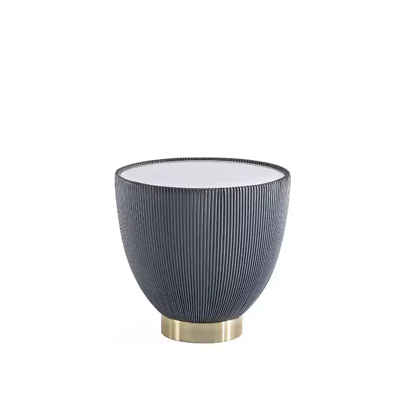 Table d'appoint moderne Anderson en similicuir Manhattan Comfort avec plateau en céramique imitation marbre