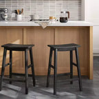 24 Tabouret de bar moderne tout en bois, hauteur comptoir avec repose-pieds - Threshold
