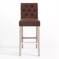WestinTrends 29 Upholstered Linen Fabric Tufted Bar Stool Chair, Brown