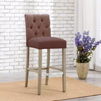 Tabouret de bar rembourré WestinTrends 29 en tissu de lin capitonné, marron