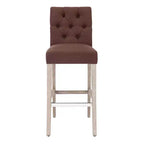 Tabouret de bar rembourré WestinTrends 29 en tissu de lin capitonné, marron