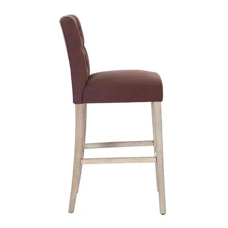 Tabouret de bar rembourré WestinTrends 29 en tissu de lin capitonné, marron