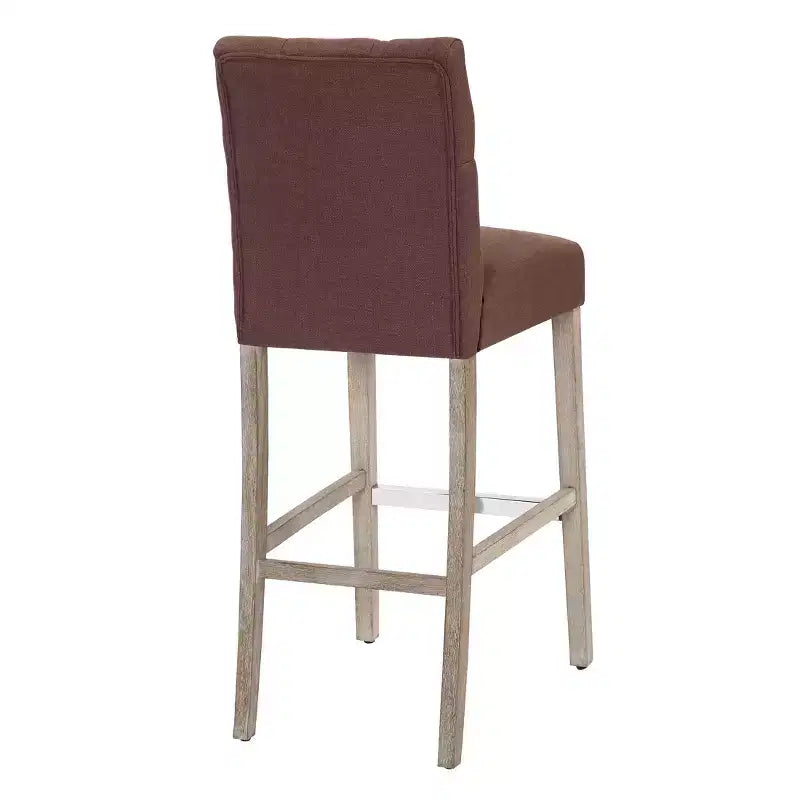 Tabouret de bar rembourré WestinTrends 29 en tissu de lin capitonné, marron